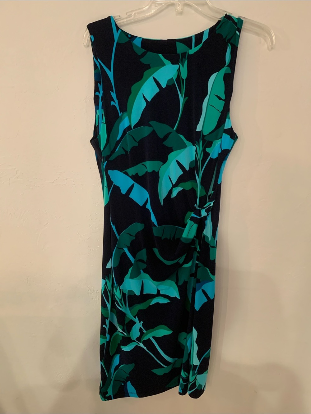 Tommy Hilfiger Navy Dress with Teal & Aqua Leaf Print NWT 10 retails $99